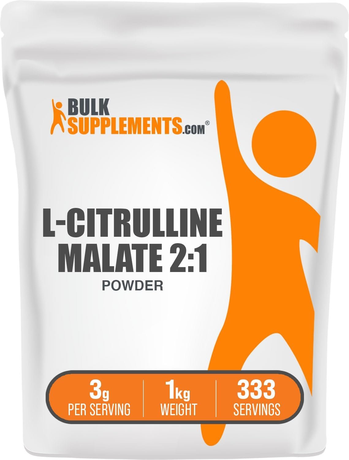 BulkSupplements.com L-Citrulline Malate 2:1 Powder – Nitric Oxide Boost, Citrulline Malate Supplement – Unflavored & Gluten Free – 3g per Servings, 1kg (2.2 lbs) (Pack of 1)