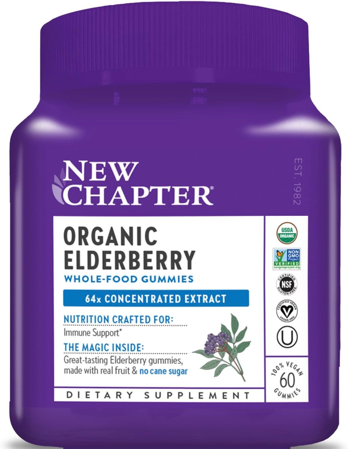 New Chapter USDA Organic Elderberry Gummies for Adults, 60 Count