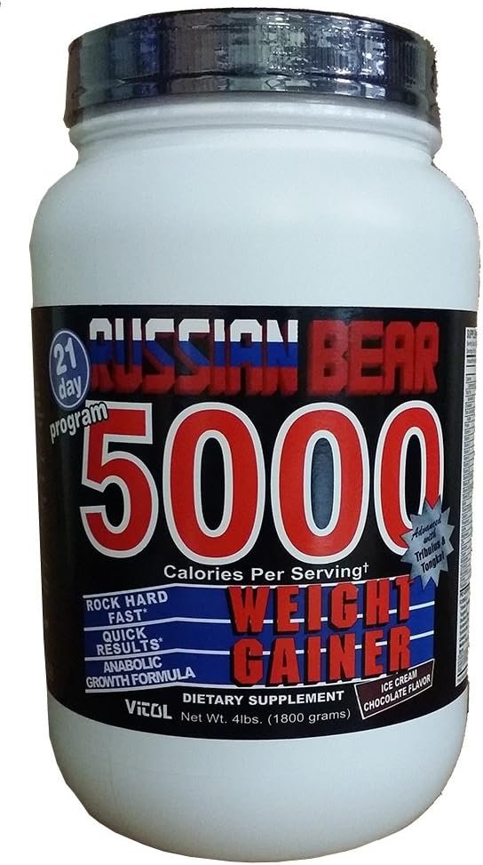 Vitol Russian Bear 5000 Weight Gainer Protein Powder, Chocolate – 4 lbs