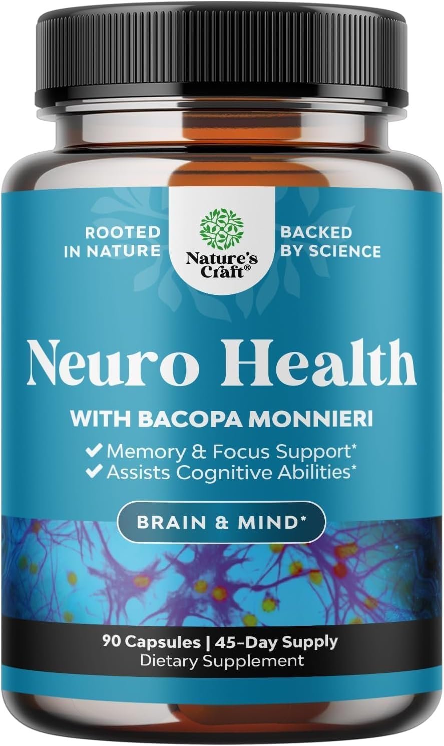 Neuro Health Brain Supplements for Memory and Focus – Nootropic Pills 90ct