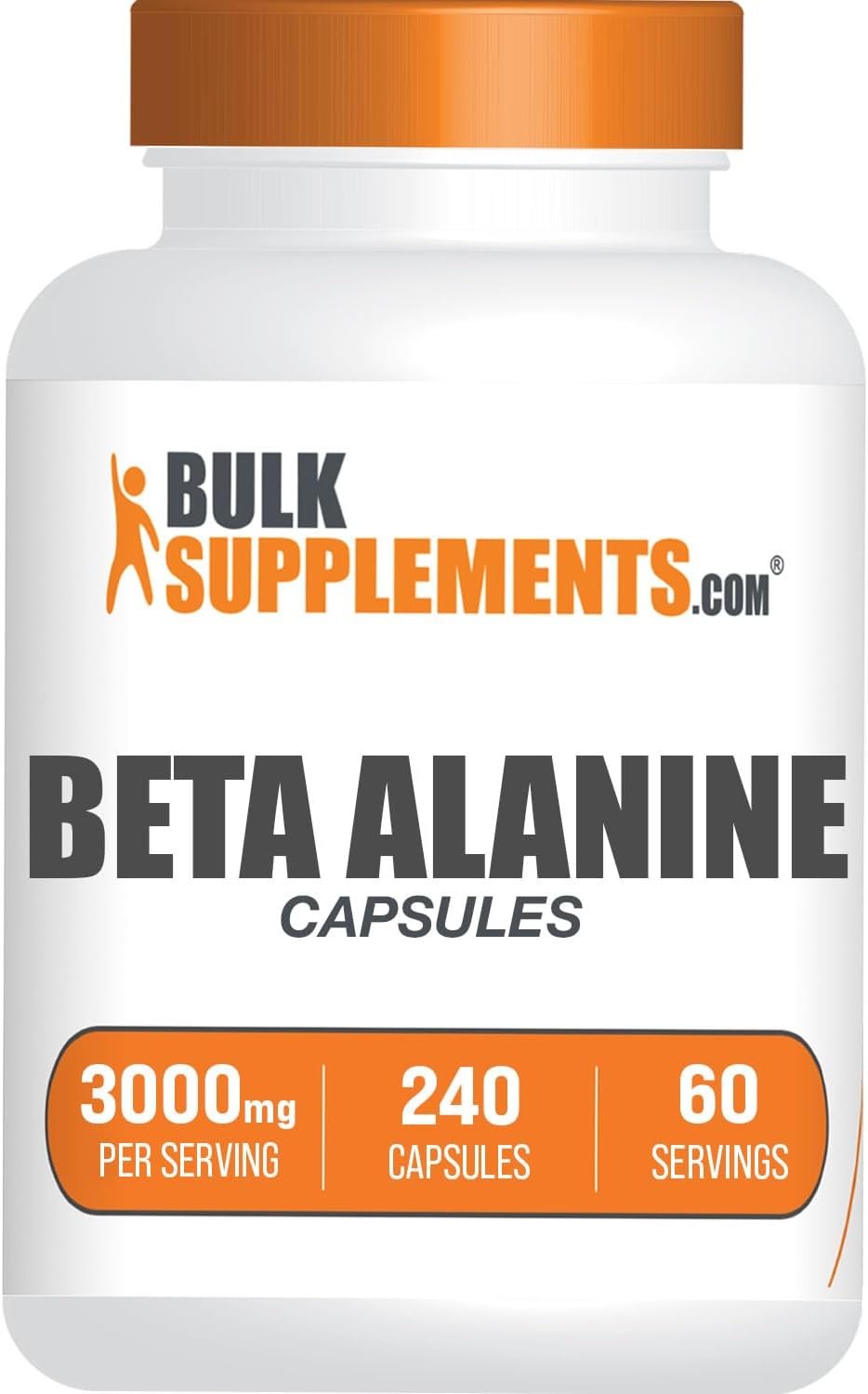 BulkSupplements.com Beta Alanine Capsules – Beta Alanine Supplement, Pre-Workout Supplement – Gluten Free, 4 Capsules per Serving, (3000mg), 240 Count (Pack of 1)