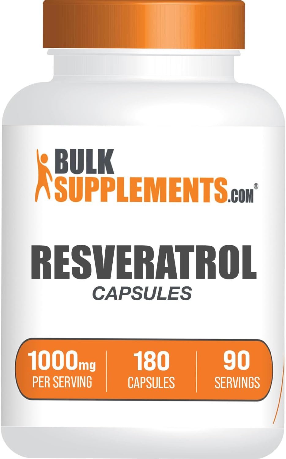 BulkSupplements.com Resveratrol Capsules – Resveratrol Supplement, Antioxidants Supplement, Resveratrol 1000mg – Gluten Free, 2 Capsules per Serving, 180 Count (Pack of 1)