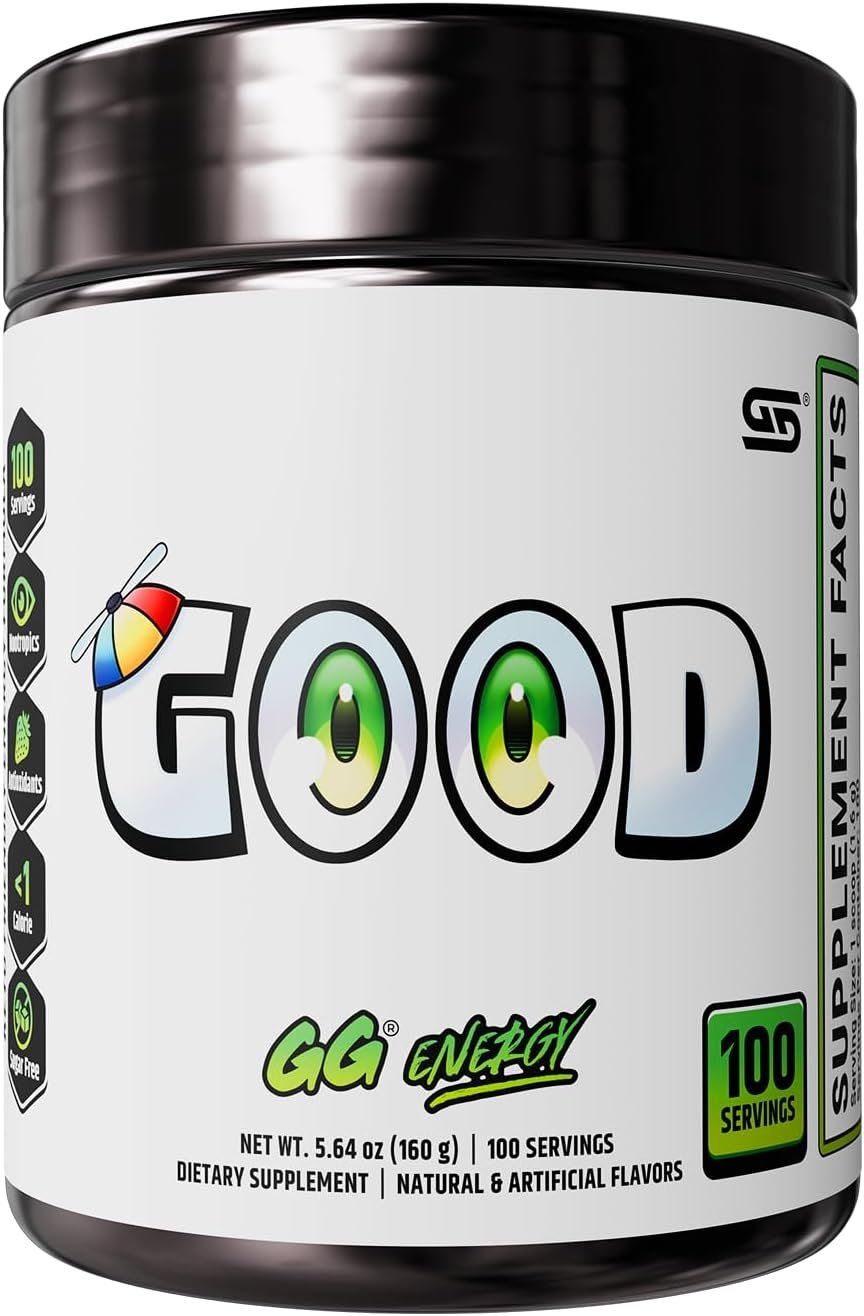 Gamer Supps GG Energy – Good by SMii7Y (100 Servings) – Keto Friendly Gaming Energy and Nootropic Blend, Sugar Free + Caffeine + Vitamins + Immune Support, Powder Drink