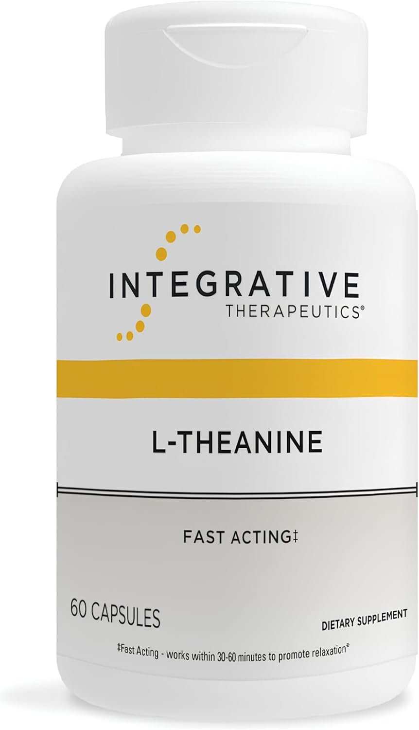 Integrative Therapeutics L-Theanine – Amino Acid Supplement for Stress & Relaxation Support* – Vegan, Gluten-Free & Dairy-Free – Third-Party Tested – 60 Capsules (30 Servings)