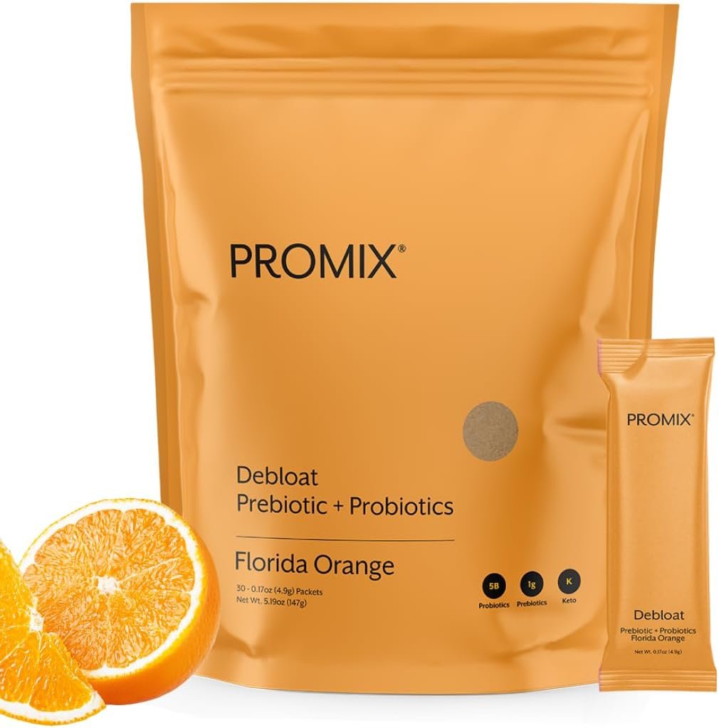ProMix Nutrition Debloat Prebiotics & Probiotics, Florida Orange – 30ct