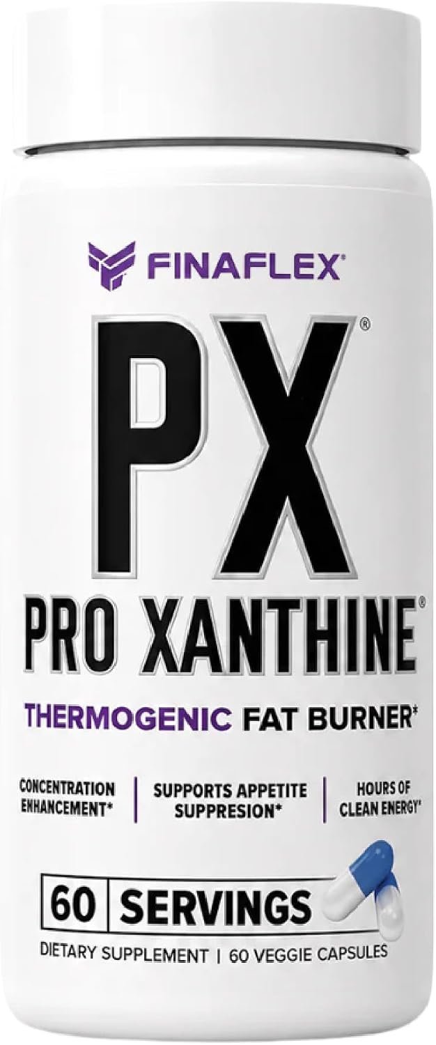 FINAFLEX PX PRO Xanthine – 60 Capsules – Thermogenic – Promotes Energy, Focus & Appetite Suppression – With Caffeine & TeaCrine – 60 Servings