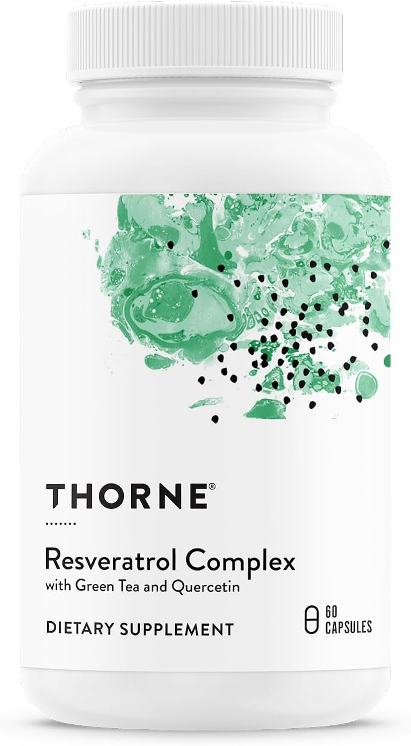 THORNE – Resveratrol Complex – Supports Healthy Aging* – Trans-Resveratrol Supplement with Green Tea, Quercetin & Curcumin Phytosome – Third-Party Certified – Gluten, Dairy & Soy-Free – 60 Capsules