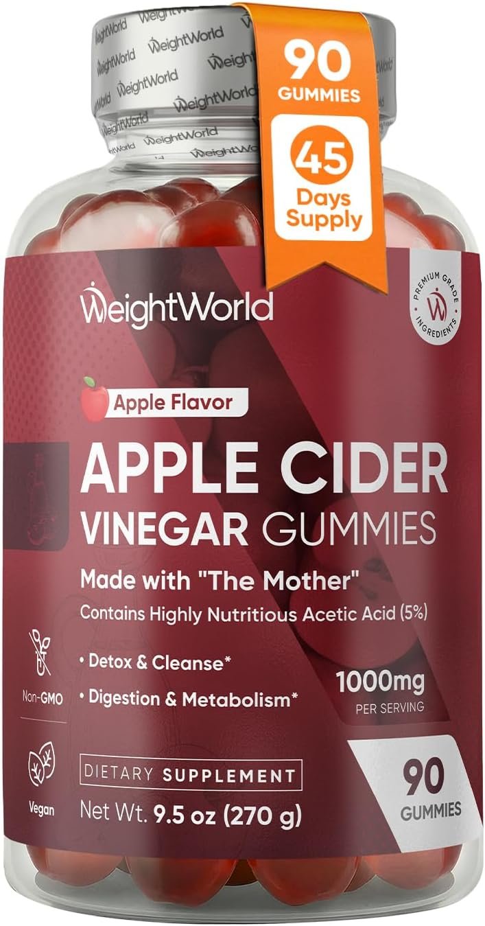 WeightWorld Apple Cider Vinegar Gummies with Mother 1000mg | 45 Days Supply