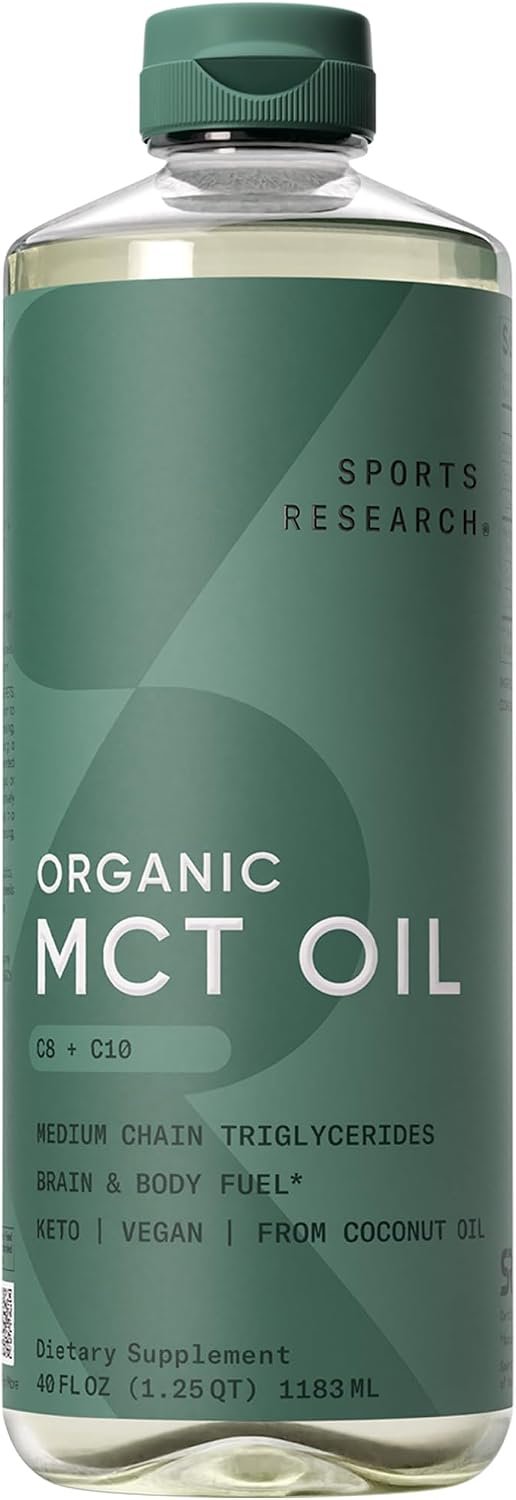 Sports Research® Organic Coconut MCT Oil C8+C10-40oz, Unflavored