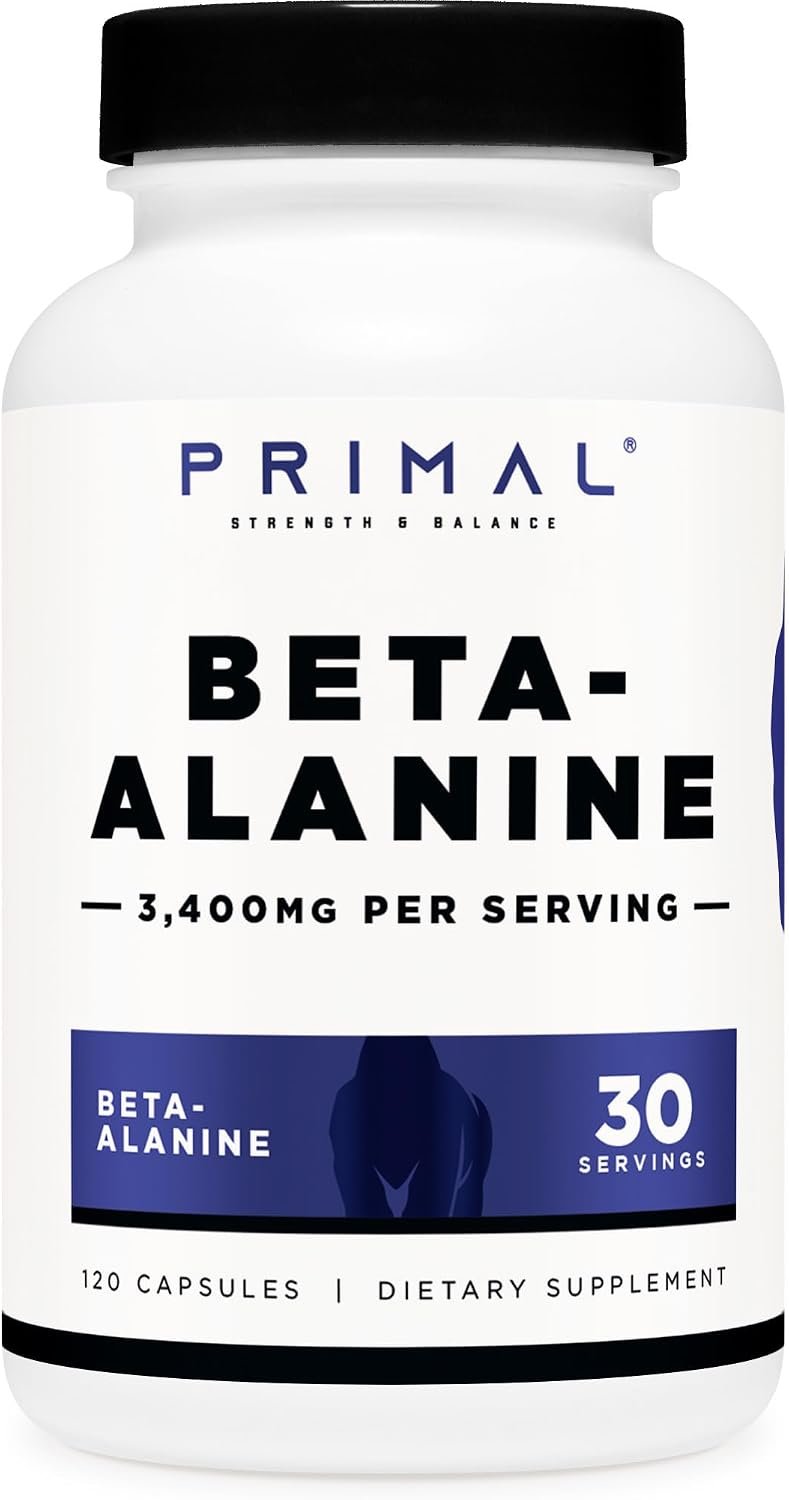Primal Beta-Alanine Capsules (3,400mg) 120 Capsules, Gluten-Free & GMO-Free