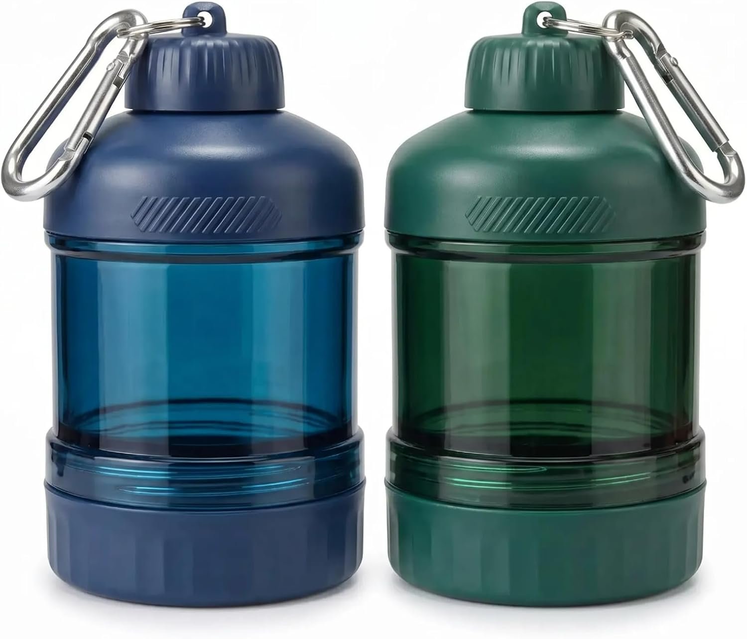 2 Pack Protein Powder Storage Container with Funnel & Keychain – Clear, Leakproof, Portable for Gym, Workouts, Fitness & Travel(Blue & Green)