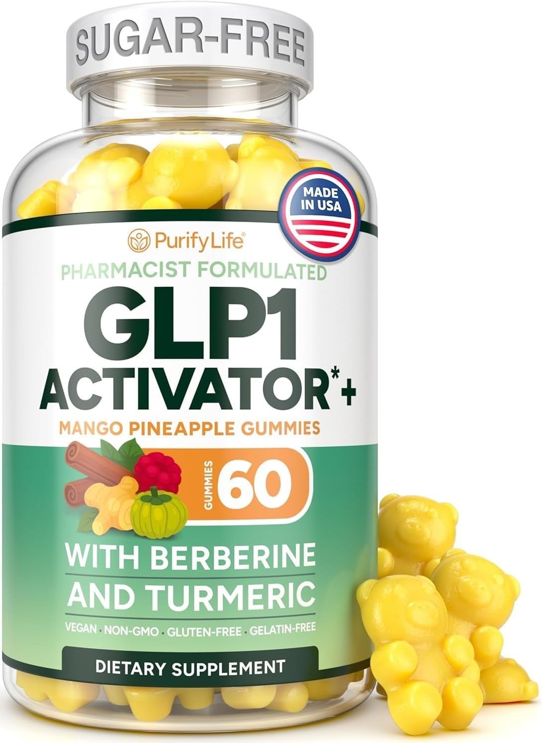 Sugar-Free GLP-1 Support Gummies with Berberine, Cinnamon and Turmeric