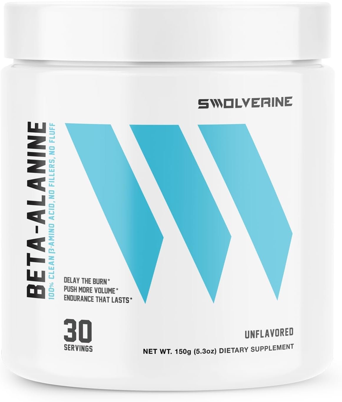 Swolverine Beta-Alanine | CarnoSyn, Instant-Release Amino-Acid, Delays Muscle Fatigue, Increases Muscular Endurance, Unflavored, 5g Per Serving, 300g (30 Servings)