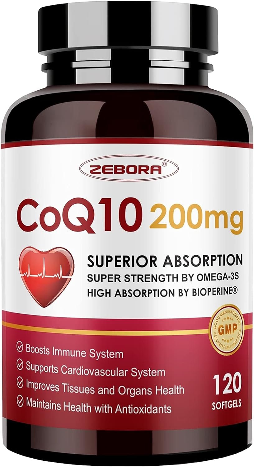 ZEBORA CoQ10 200mg Softgels, 120 Servings