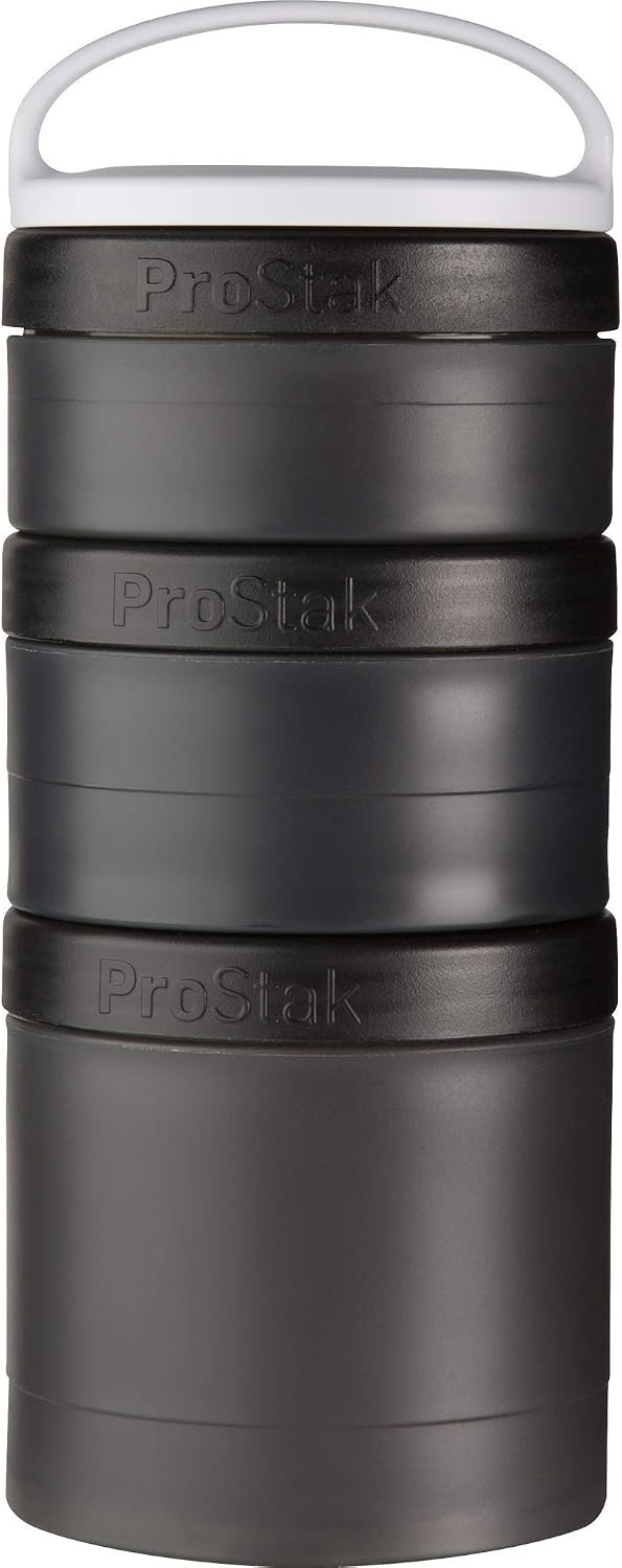 BlenderBottle Exp Pack Plastic Pill Organizer and Storage 3 Jar Black