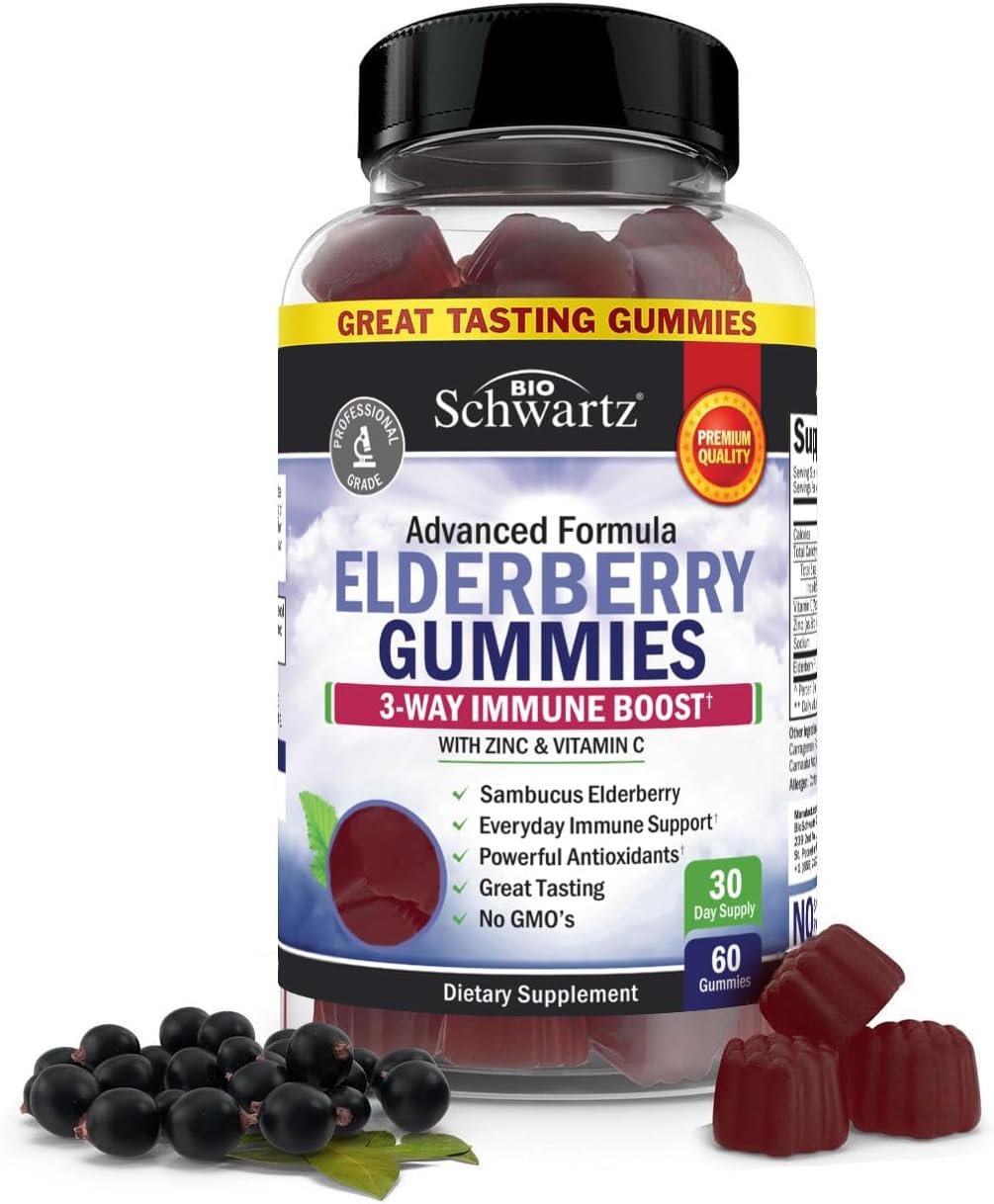 BioSchwartz Elderberry Gummies with Zinc and Vitamin C – 60 Count