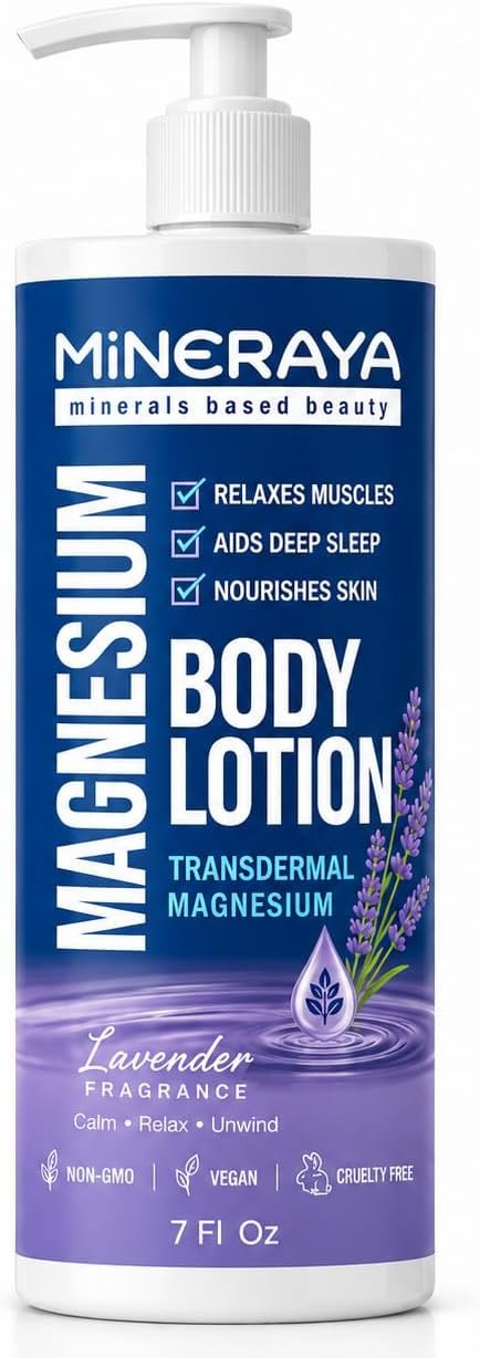 Magnesium Body Lotion, Transdermal Magnesium Lotion Muscle Relaxation, Nourishing Moisturizer Relaxing Lavender Scent – 7 Fl Oz