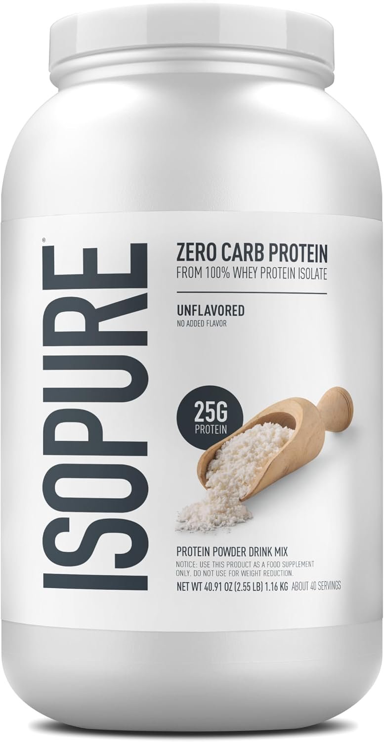 Isopure Zero Carb Whey Isolate Protein Powder, Unflavored 2.5 LB