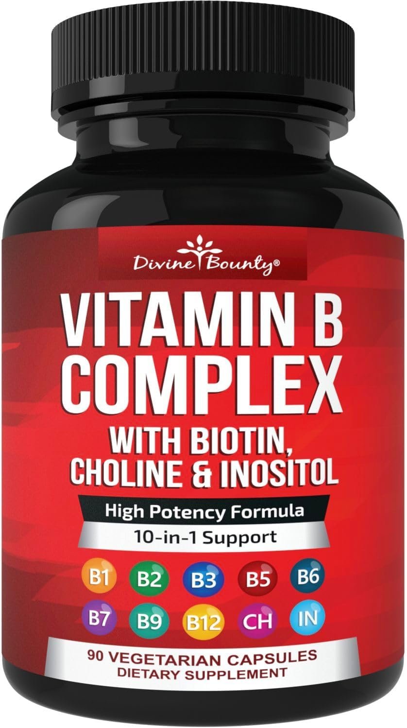 Divine Bounty Vitamin B Complex, All B Vitamins in One Capsule, 90 Count