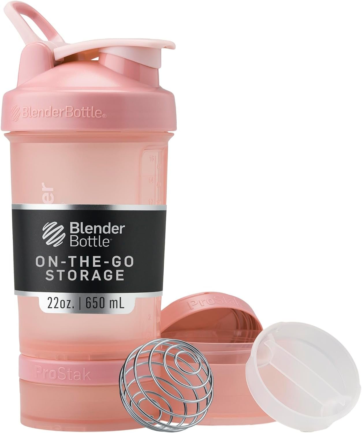 BlenderBottle ProStak Plastic Pill Organizer and Storage 22 oz Rose Pink