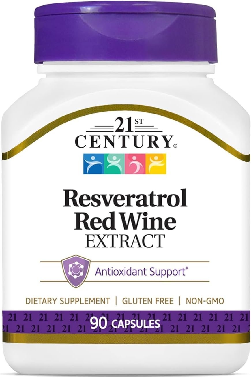 21st Century Resveratrol Red Wine Extract Capsules, Antioxidant, 90ct