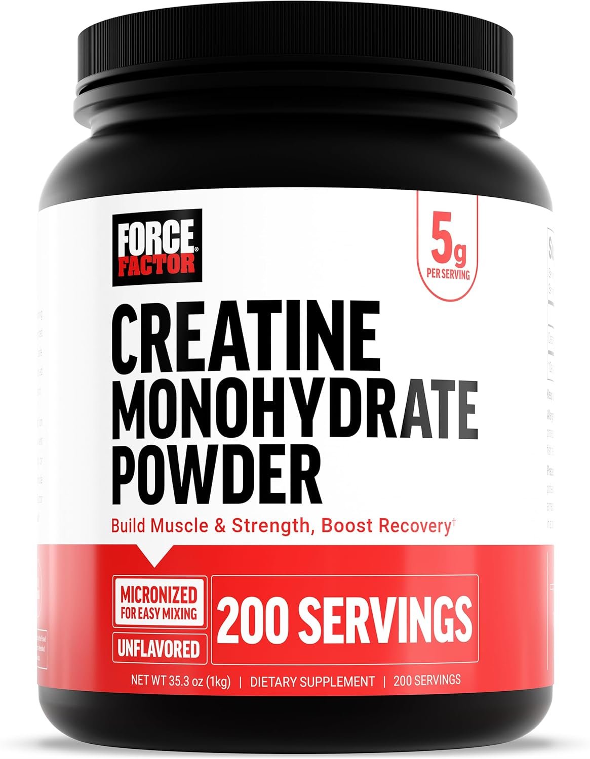 Force Factor Creatine Monohydrate Powder, 5g Dose, Micronized