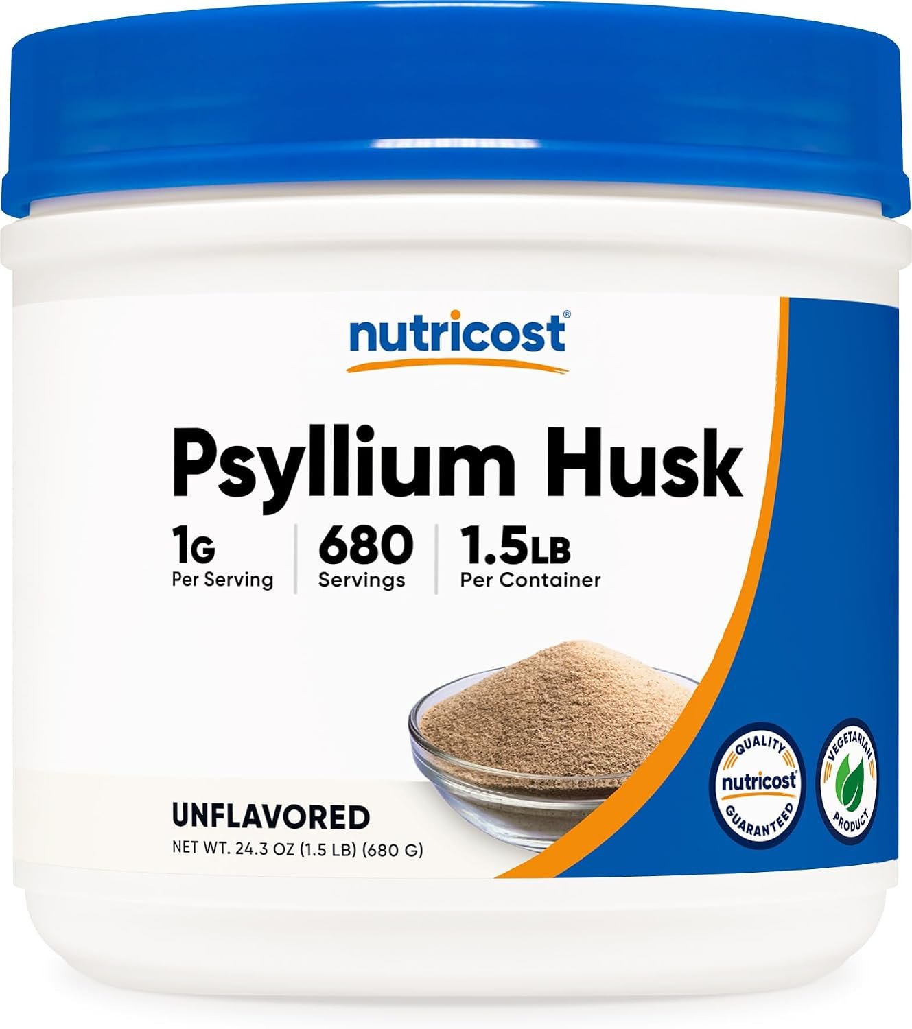 Nutricost Psyllium Husk Powder (1.5 Pounds) – GMO-Free, Gluten-Free