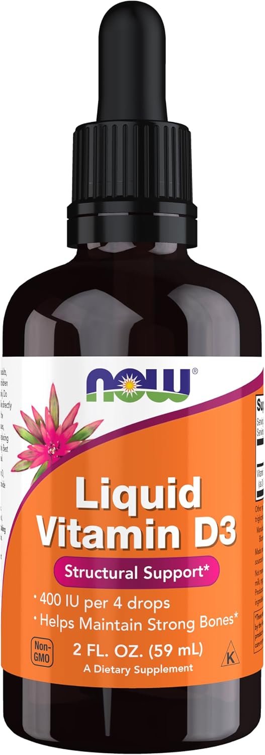 NOW Supplements, Liquid Vitamin D-3, Strong Bones*, 2-oz