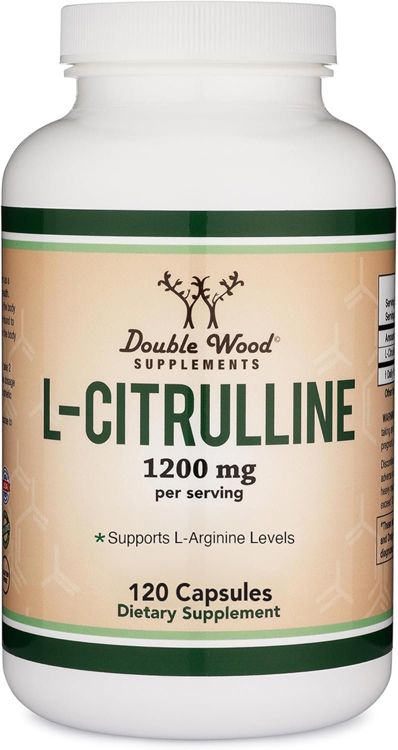 L Citrulline Capsules – 99% Tested Purity – 1,200mg Per Serving for Muscle Recovery, 120 Count by Double Wood