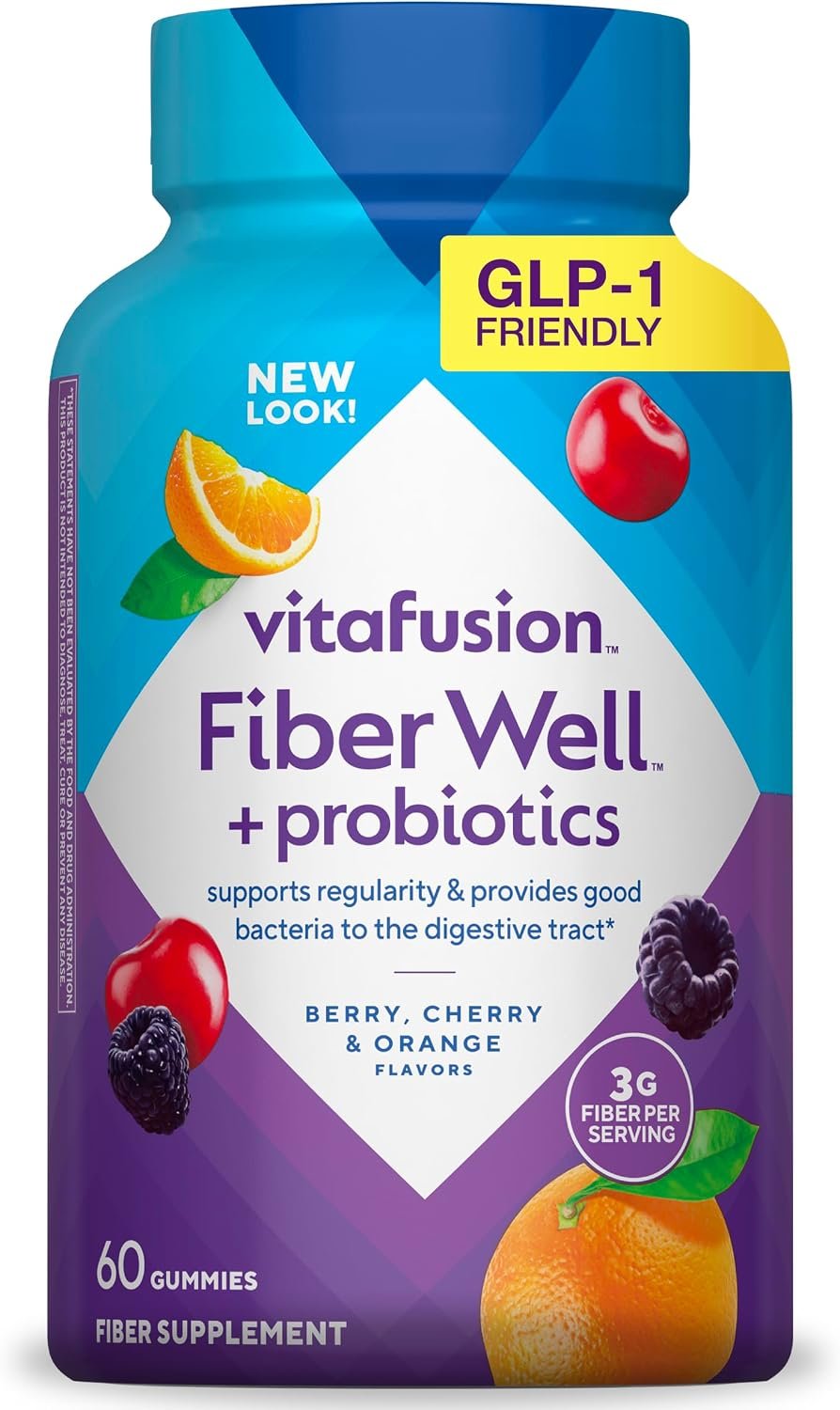Vitafusion FiberWell + Probiotic Gummies | 3g Fiber | 60 Gummy Vitamins