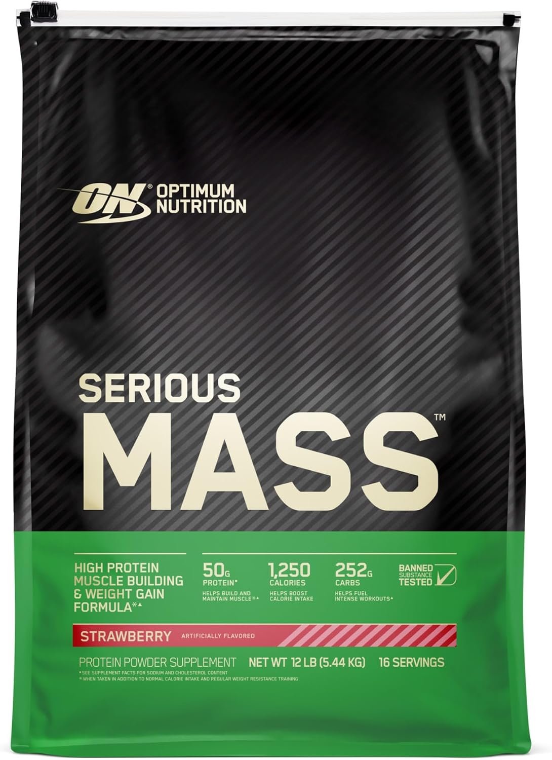 Serious Mass Strawberry Weight Gain Protein Powder | 12 lbs