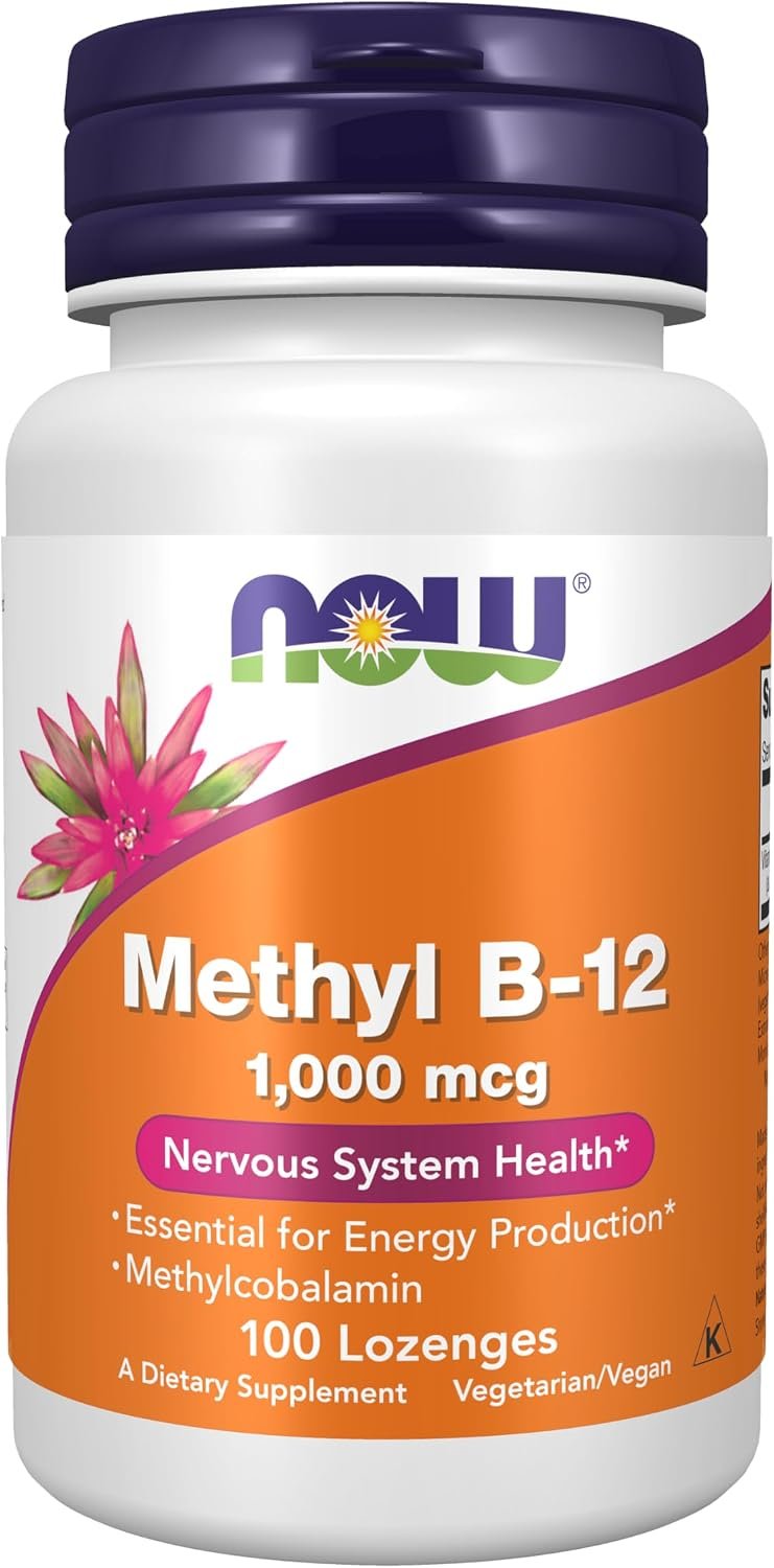 NOW Supplements, Methyl B-12 1000 mcg, Nervous System Health*, 100 Lozenges