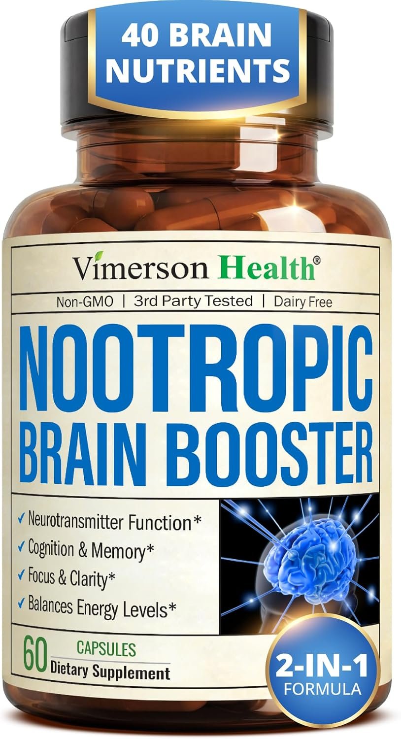Brain Supplements for Memory and Focus – Nootropic Vitamins & Minerals 60ct