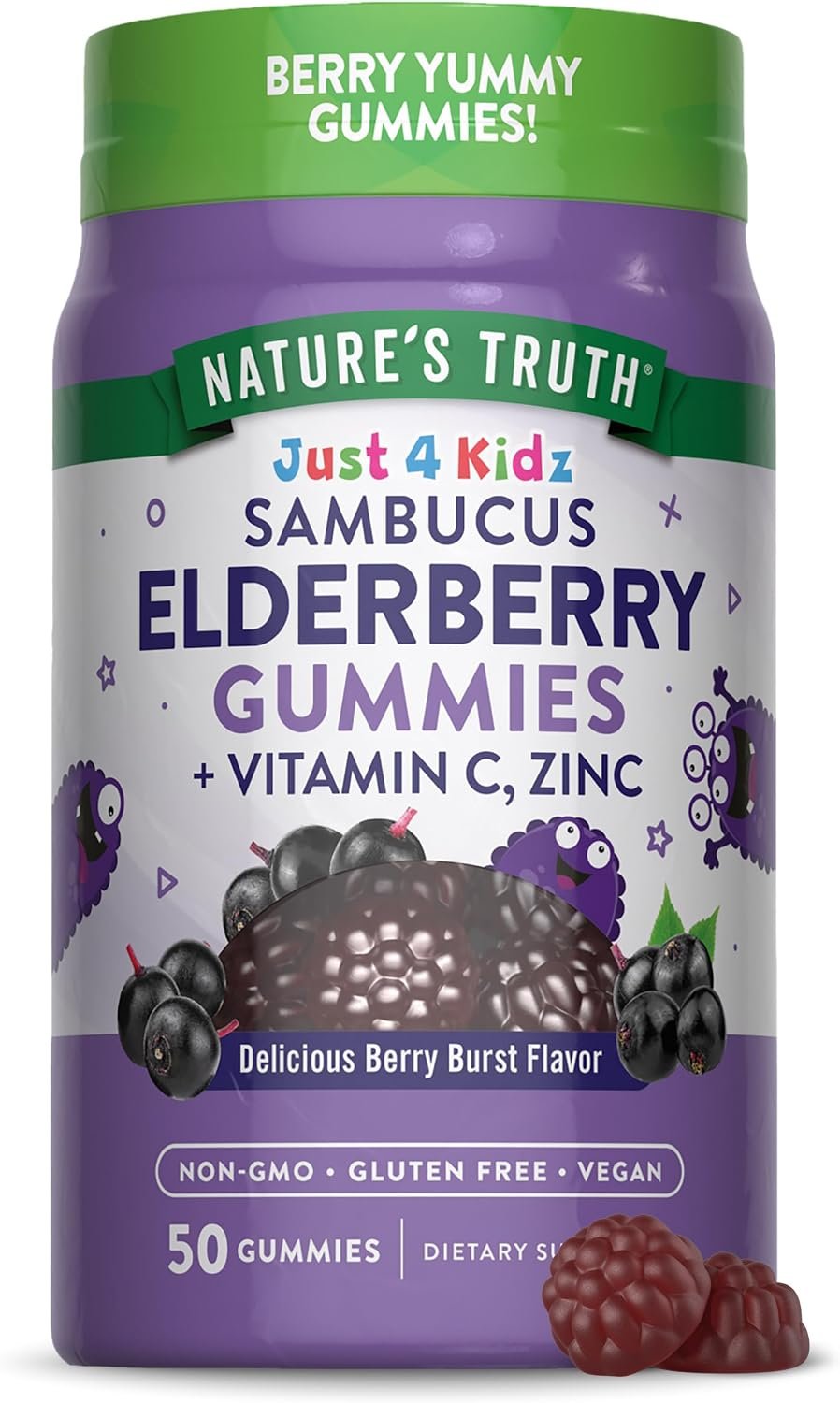 Nature’s Truth Kids Elderberry Gummies | 50 Count | with Zinc and Vitamin C