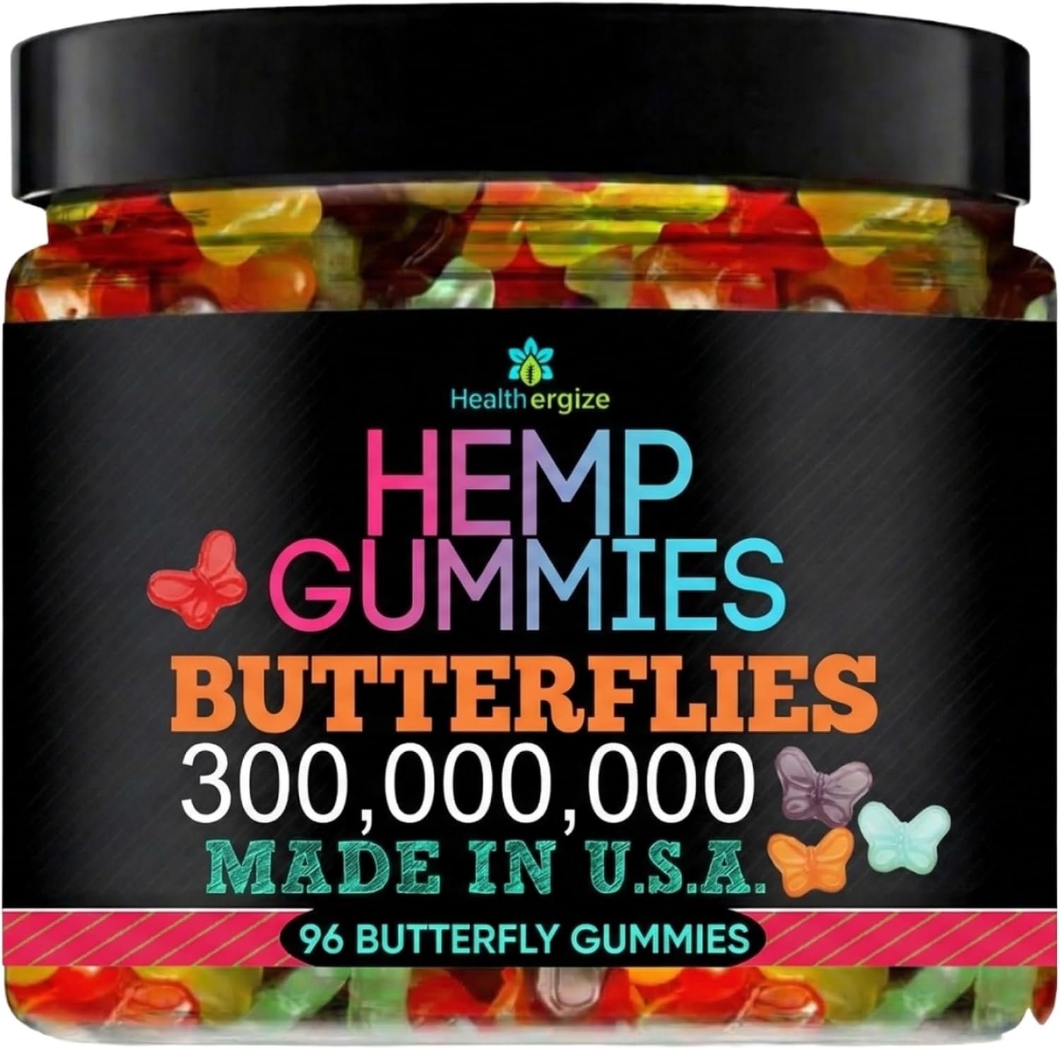 Hemp Sleep Gummies for Adults for Deep Bedtime, Relax-Fruity Gummy Bear Butterfly Shaped Edibles-Calm & Peace Non-Habit Forming – Made in USA-96 Count