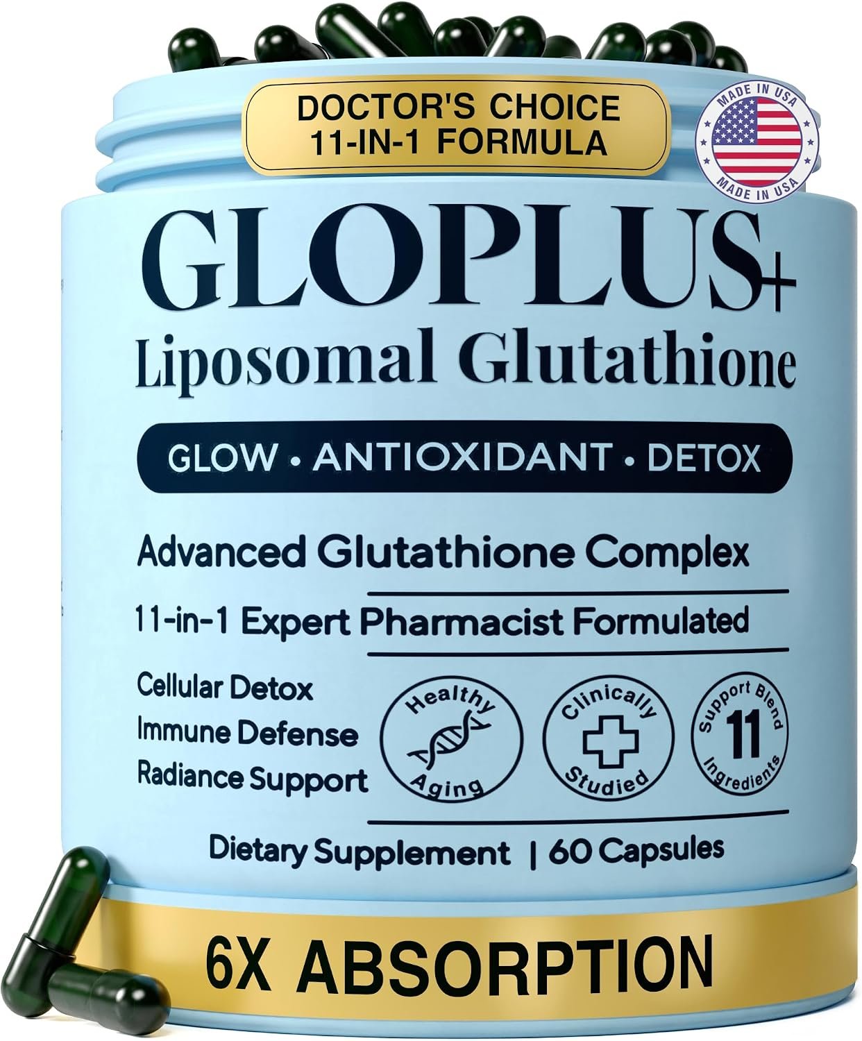 Liposomal Glutathione Supplement, 1150mg 11-in-1 Complex with NAC, 60ct