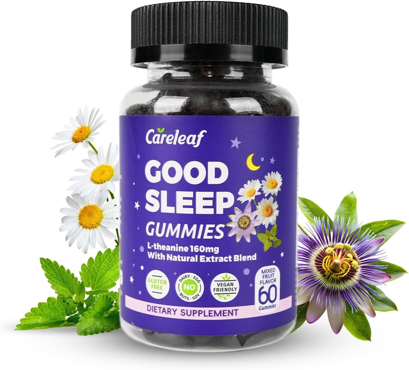 Sleep Gummies No Melatonin – Kids Sleep Gummies with L-Theanine, Magnesium & Herbal Blend, 60 Vegan Sleep aids for Adults, Reduces Nighttime Overthinking