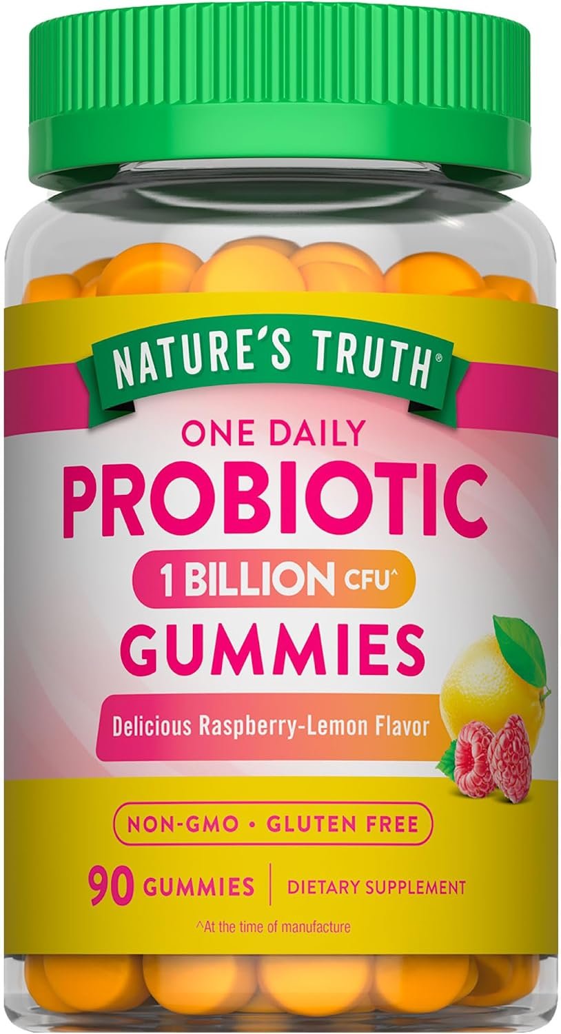 Nature’s Truth Probiotic Gummies | 1 Billion CFU | 90 Count | Raspberry Lemon Flavor | Non-GMO & Gluten Free Supplement