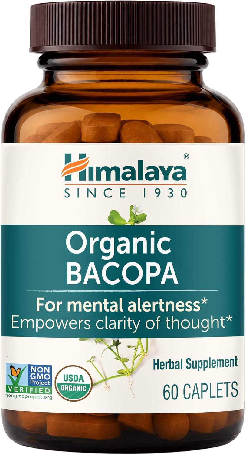 Himalaya USDA Organic Bacopa Monnieri Supplement,750 mg,60 Caplets