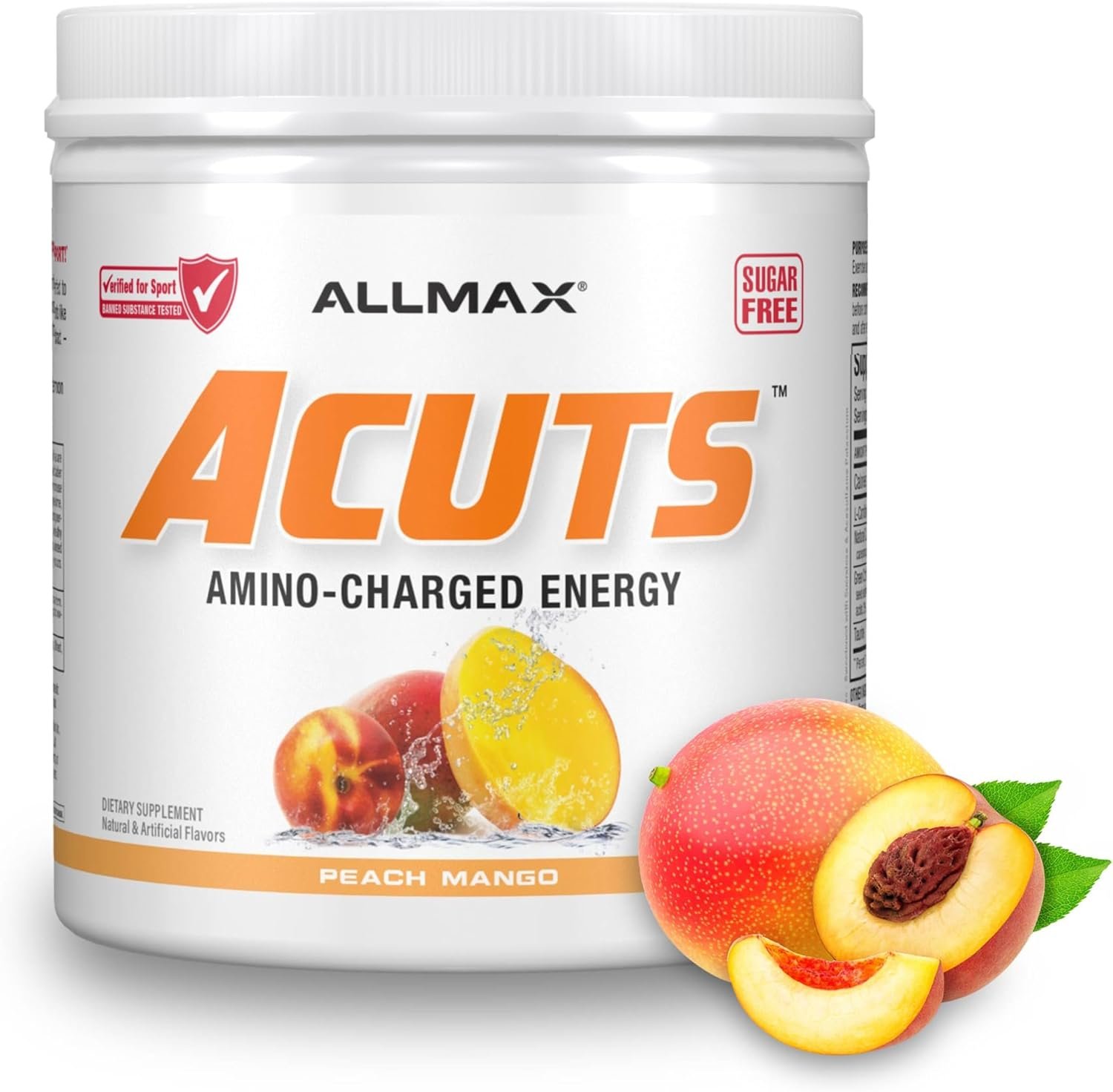ALLMAX ACUTS Amino Energy Powder, 30 Servings, Peach Mango