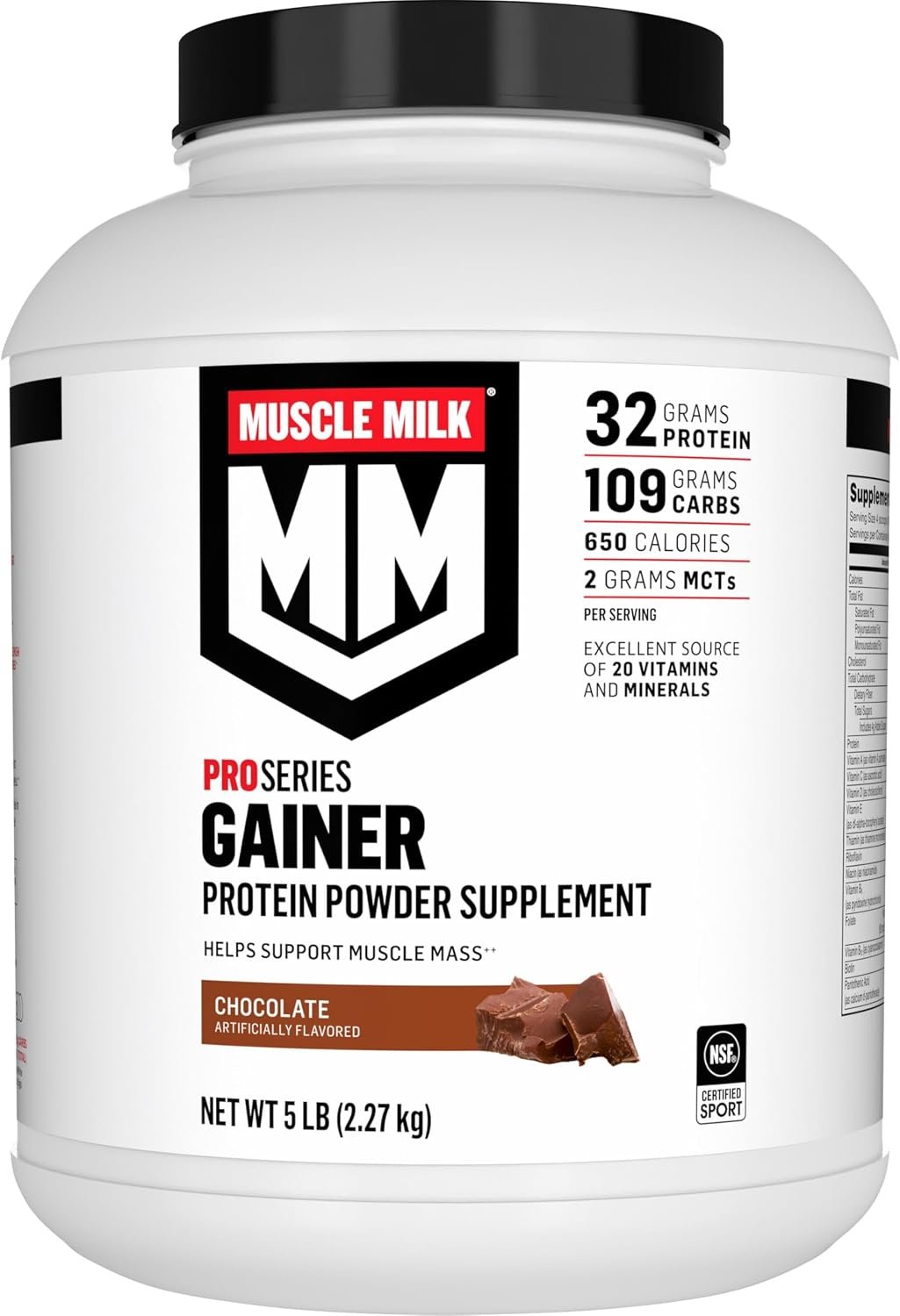Muscle Milk Gainer Protein Powder, Chocolate, 32g Protein, 5 Pound