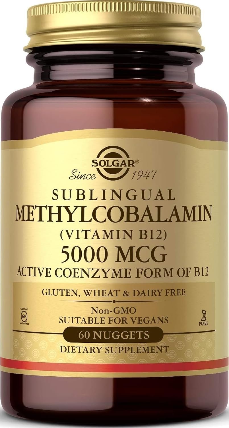 Solgar Methylcobalamin (Vitamin B12) 5000 mcg, 60 Nuggets – Cherry Flavor – Supports Energy Metabolism – Body-Ready, Active Form – Non-GMO, Vegan, Gluten Free – 60 Servings