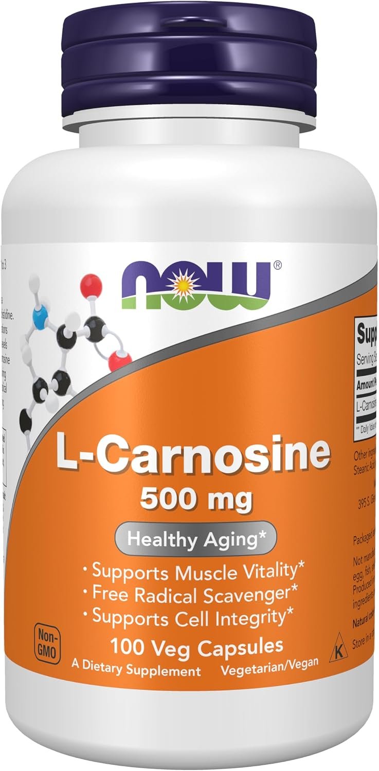 NOW Supplements, L-Carnosine 500 mg, Healthy Aging*, 100 Veg Caps