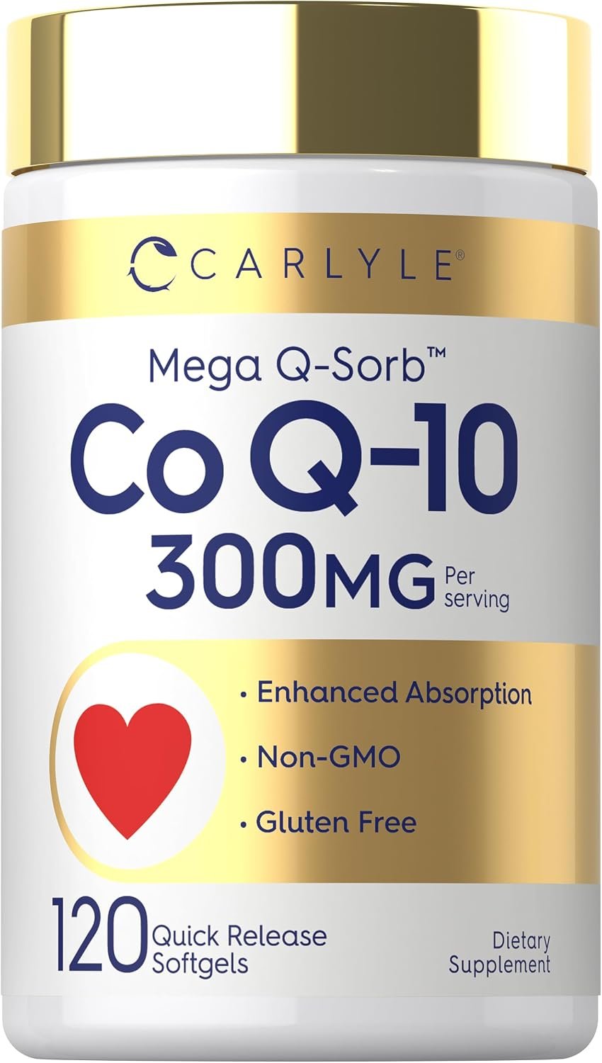 Carlyle CoQ10 300mg | 120 Softgels | Mega Q-Sorb Coenzyme Q-10