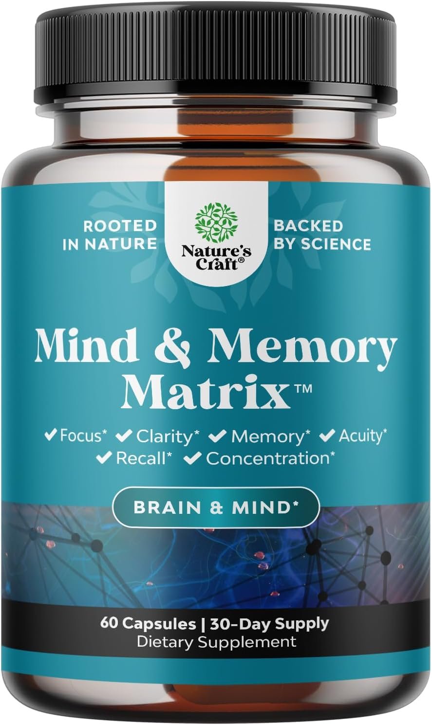 Brain Supplements for Memory and Focus, Mind & Memory Matrix, 60 Capsules