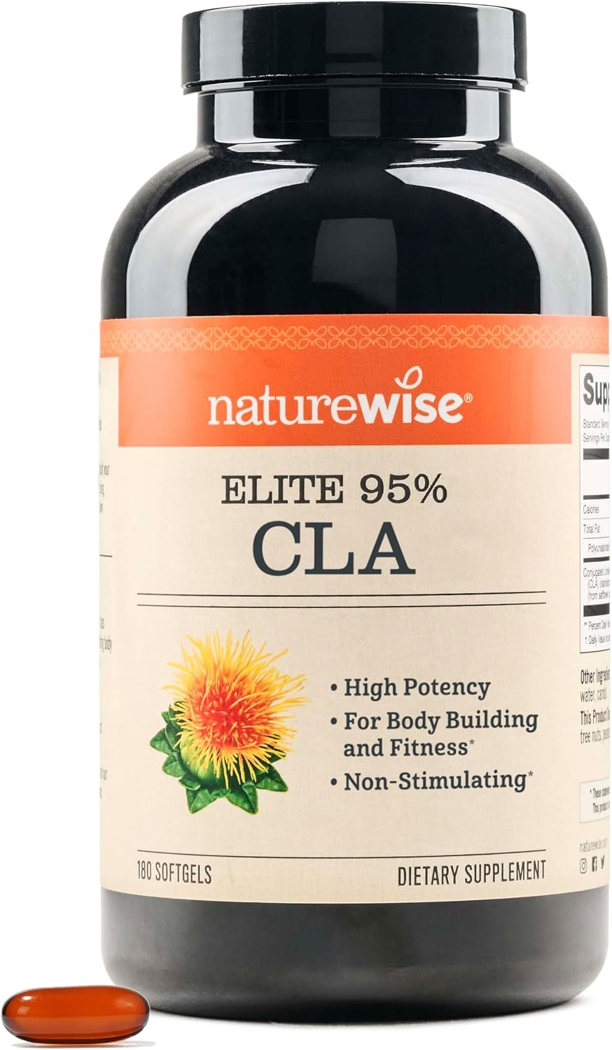 NatureWise CLA 1300 – 95% Active Conjugated Linoleic Acid for Women and Men, Not Stimulating, Supports Weight & Fitness Goals – Non-GMO, Gluten Free – 180 Softgels[2-Month Supply]