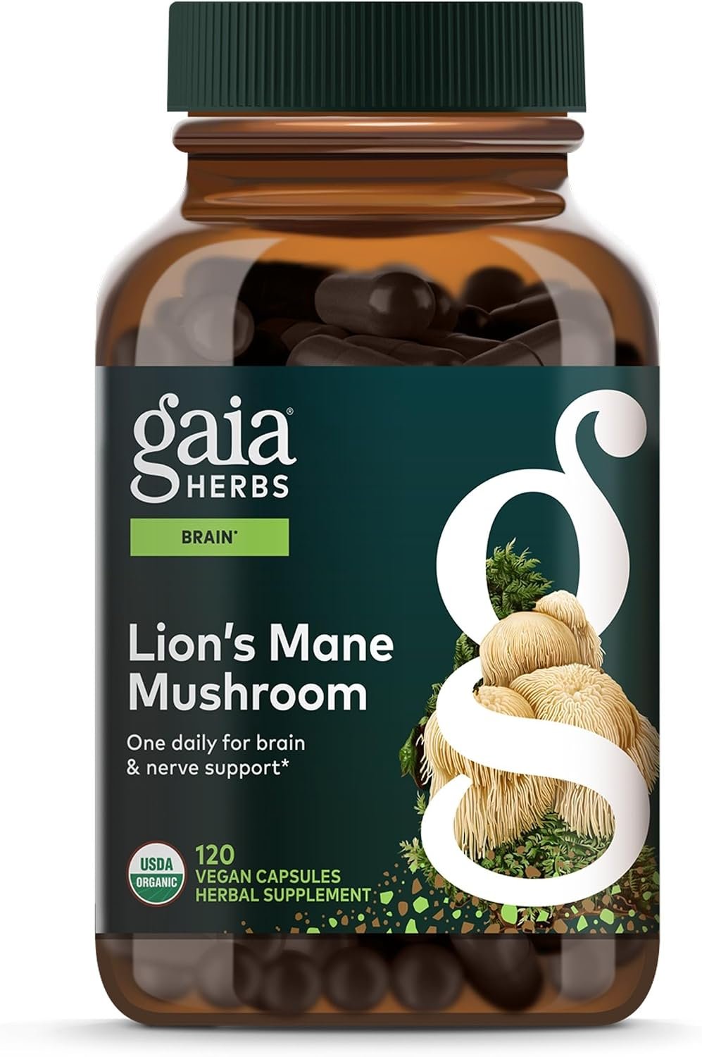 Gaia Herbs Lion’s Mane Mushroom, 120 Vegan Capsules, 120 Servings