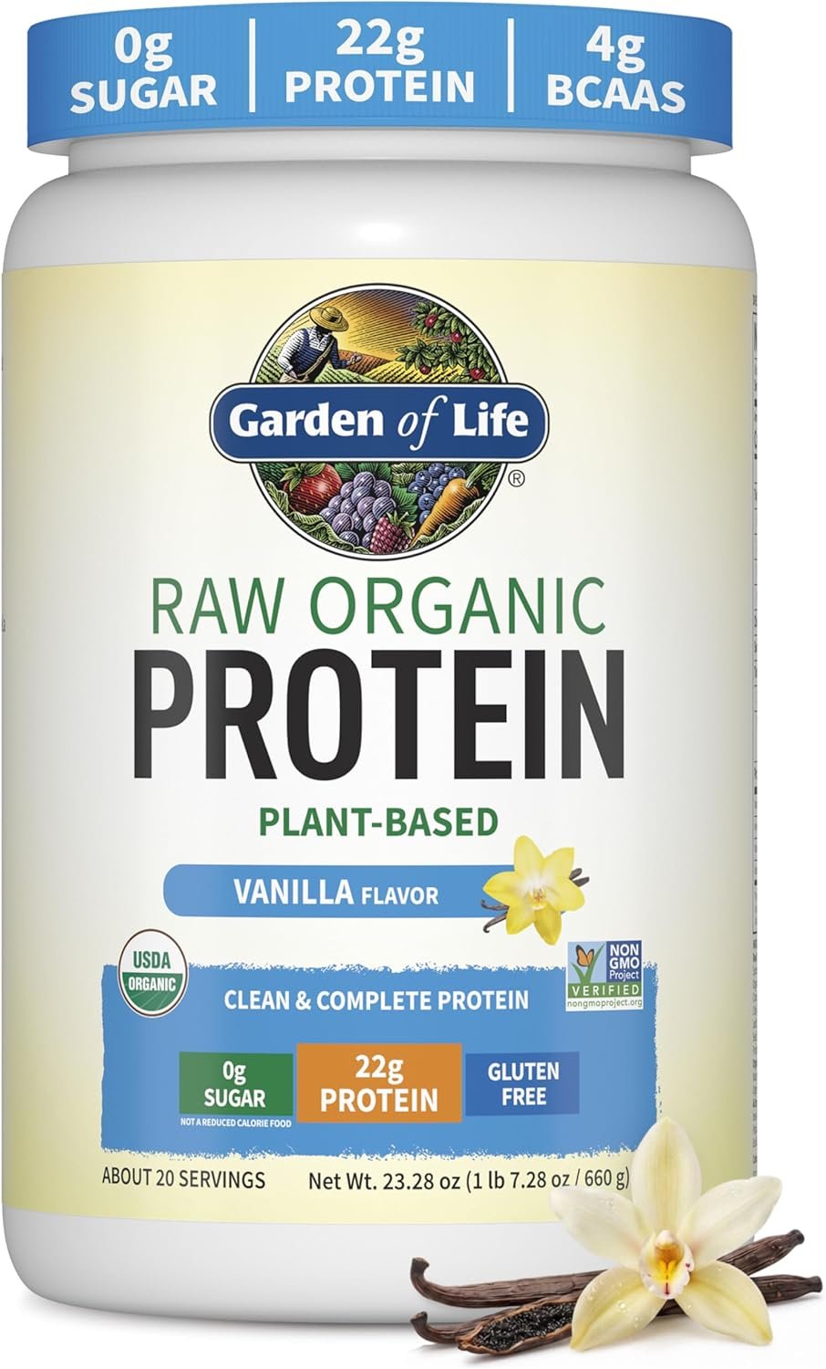 Garden of Life Raw Organic Protein Powder, Vegan, Vanilla, 20 Servings