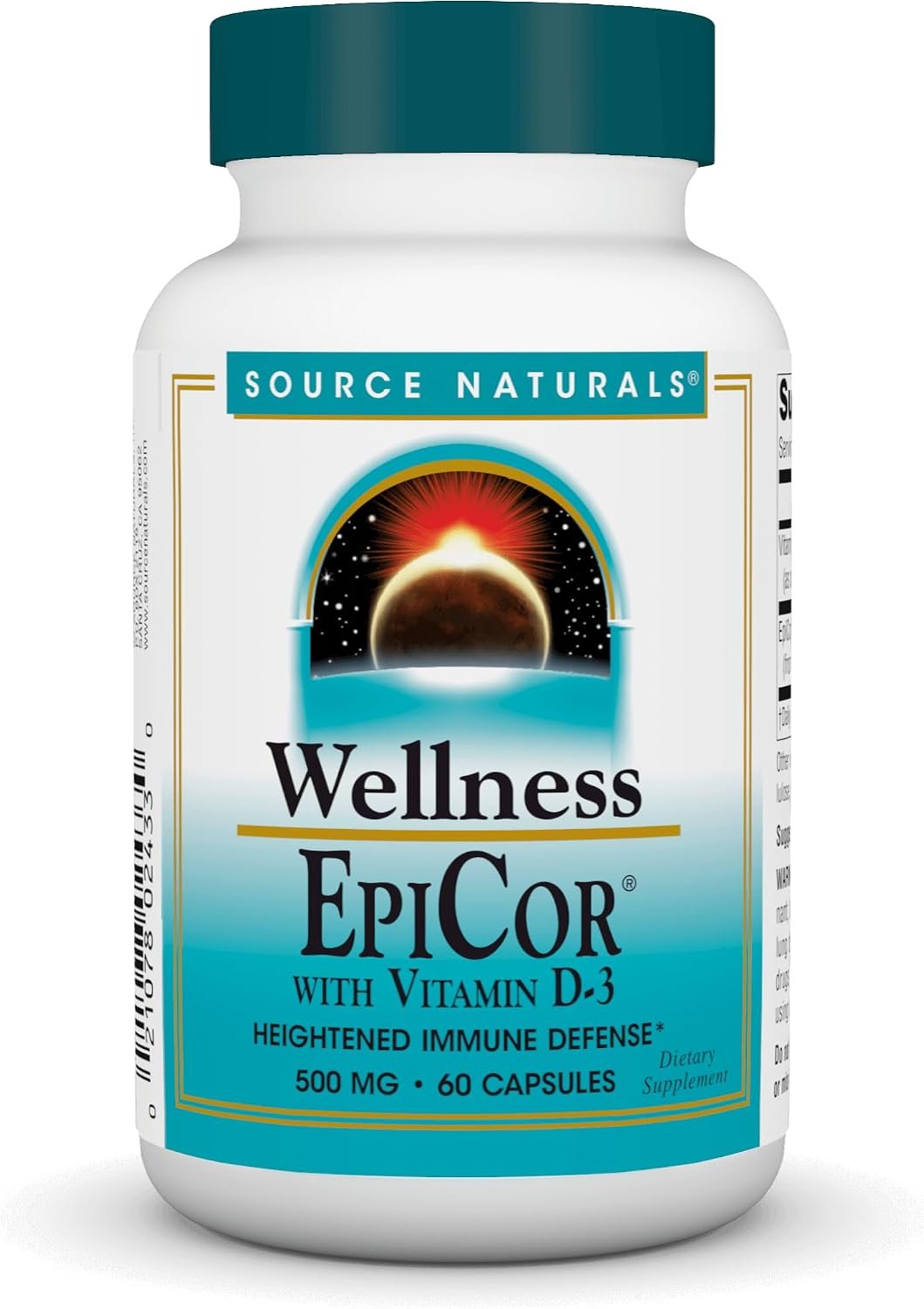 Source Naturals, Wellness, EpiCor with Vitamin D-3-60 Capsules