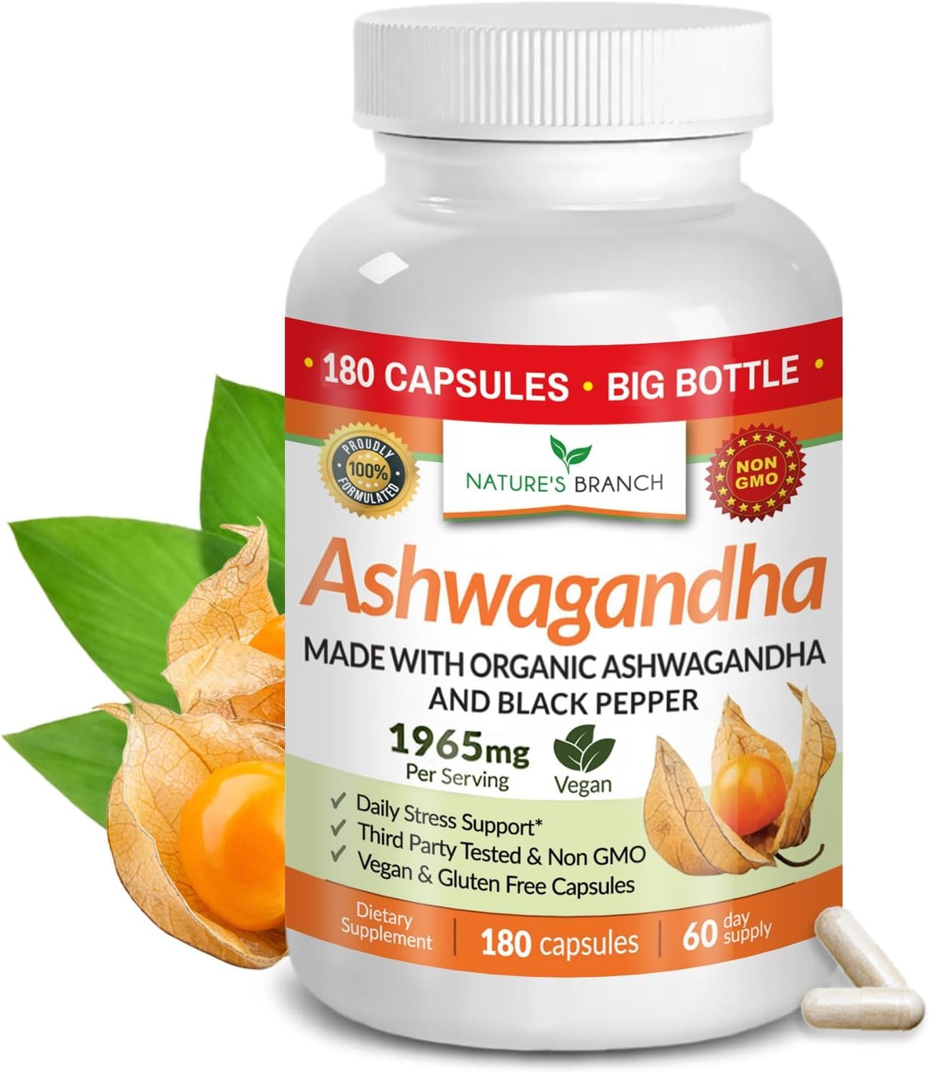 UDAF Certified Organic Ashwagandha with Black Pepper For Stress & Sleep